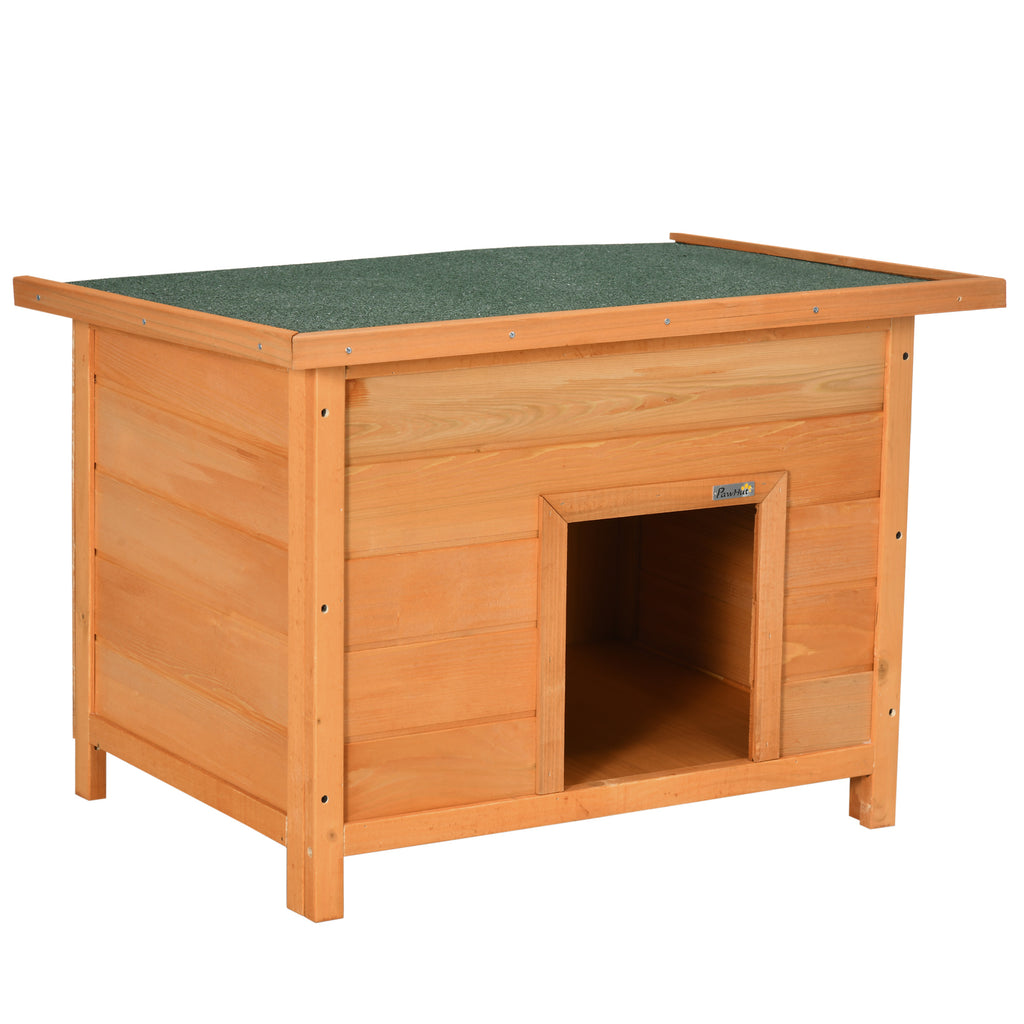 Klassisk Hundkoja i Trä med Öppningsbart Tak – Natur/Grön – 82 cm