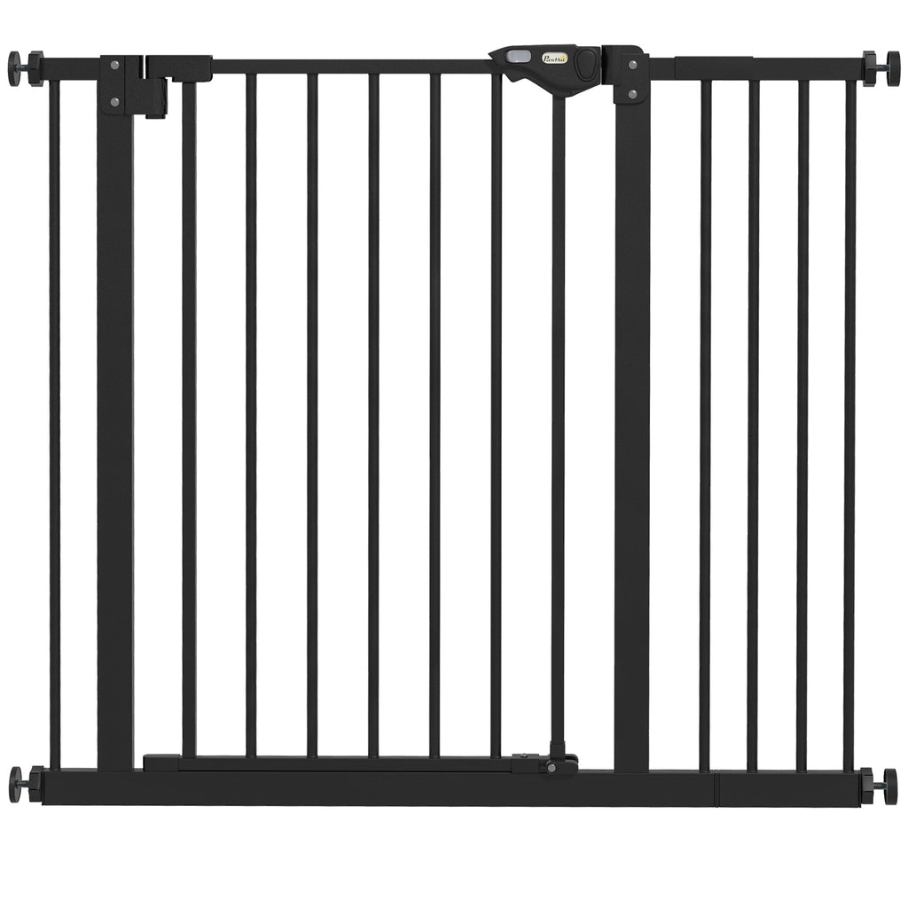 Säkerhetsgrind för Hundar och Husdjur, Justerbar 74-94 cm, Svart Metall