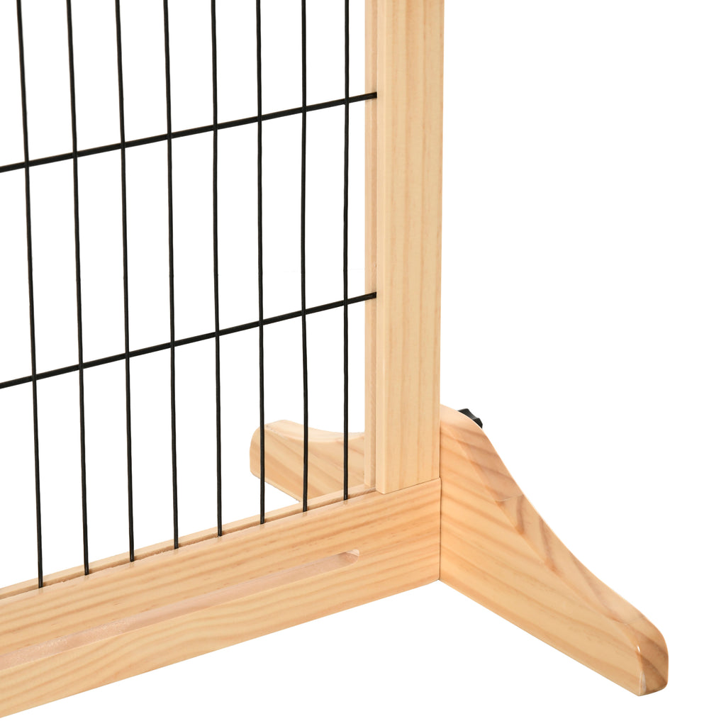 PawHut Justerbar Hundgrind i Trä – Utdragbar – Natur/Svart – 104–183 cm
