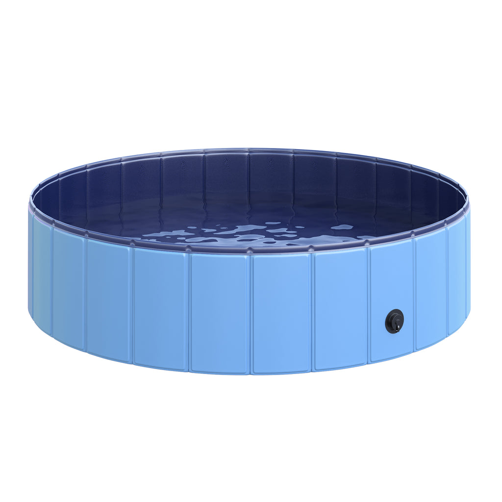PawHut Hopfällbar Hundpool – Svalkande Badkar för Husdjur – Blå – Ø120 x 30 cm