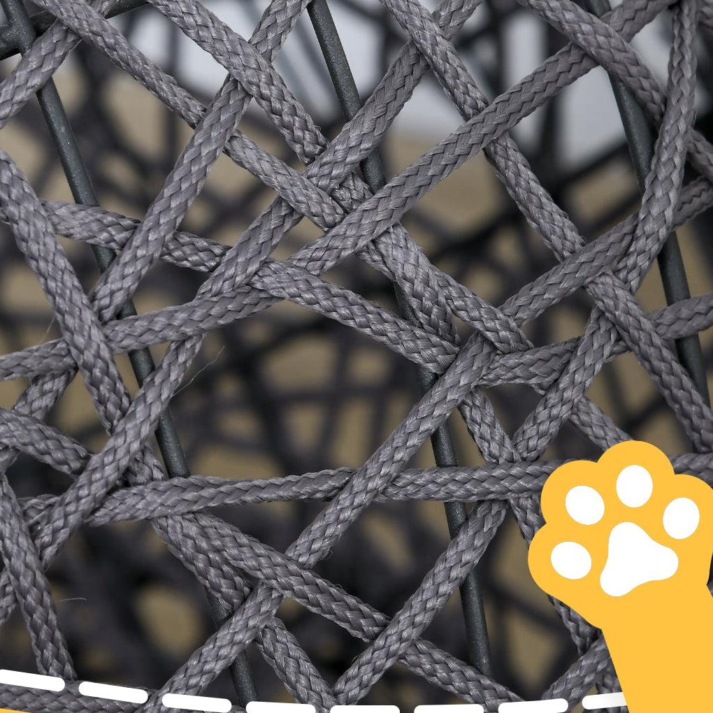 Upphöjd flätad kattgrotta med mjuk dyna – Cremefärgad/Antracit