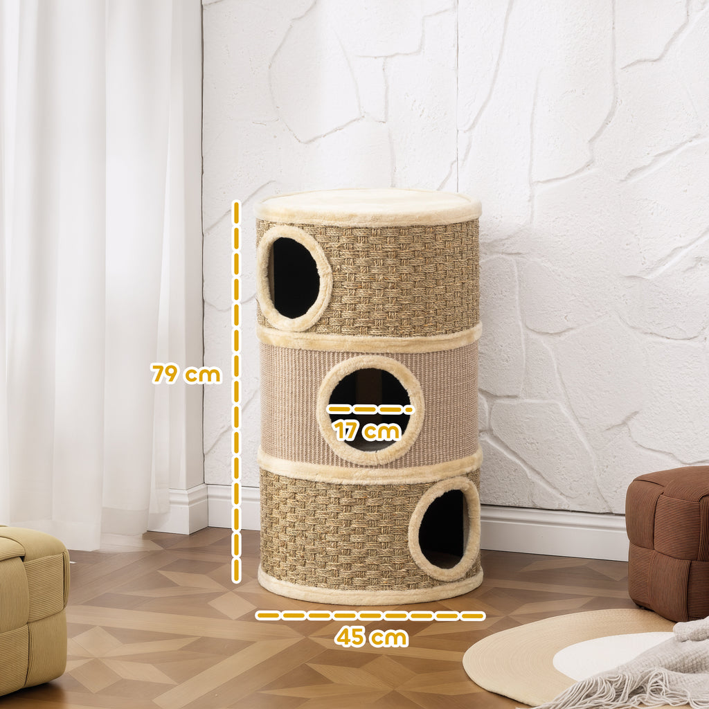 Stor klöstunna med 3 våningar, 79 cm hög – Ø 45 cm, Khaki/Brun