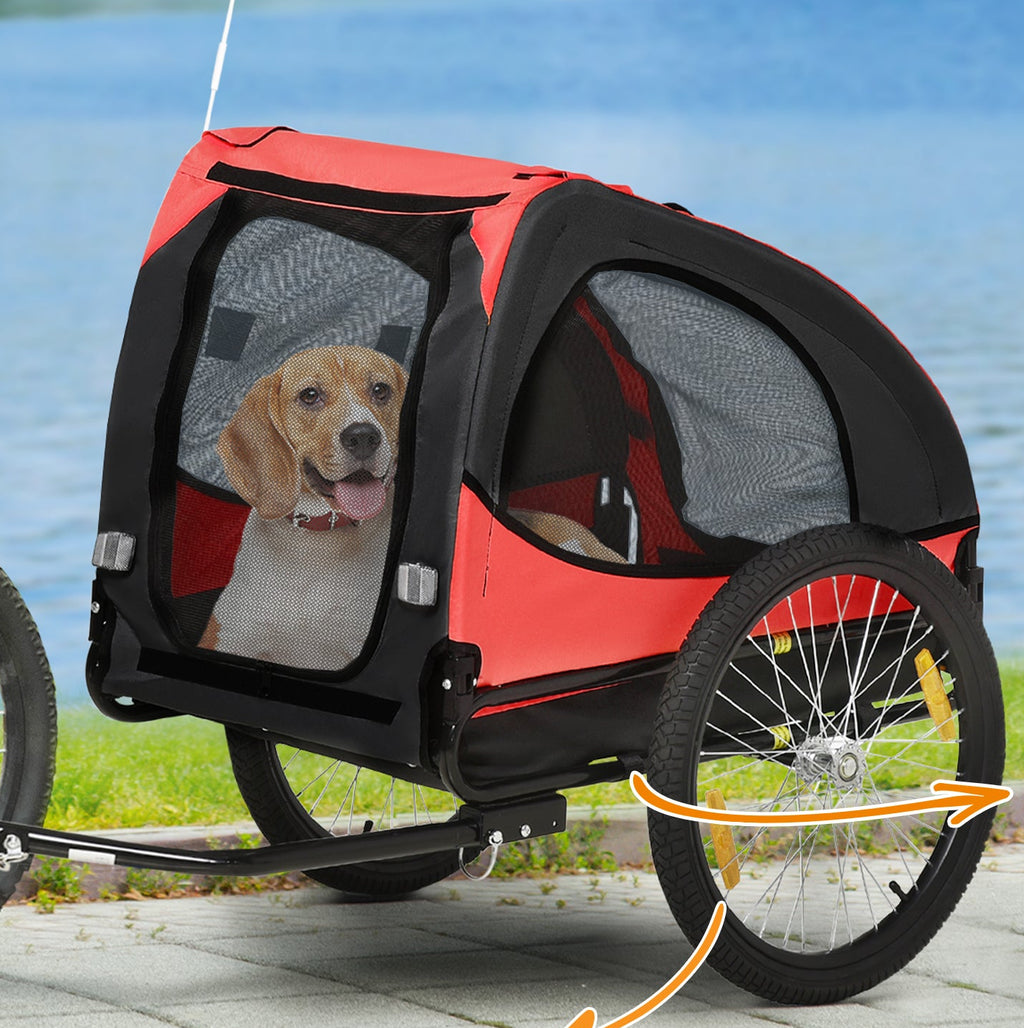 Hopfällbar Cykelvagn för Hund – Vattenresistent (Röd, Max 20 kg)