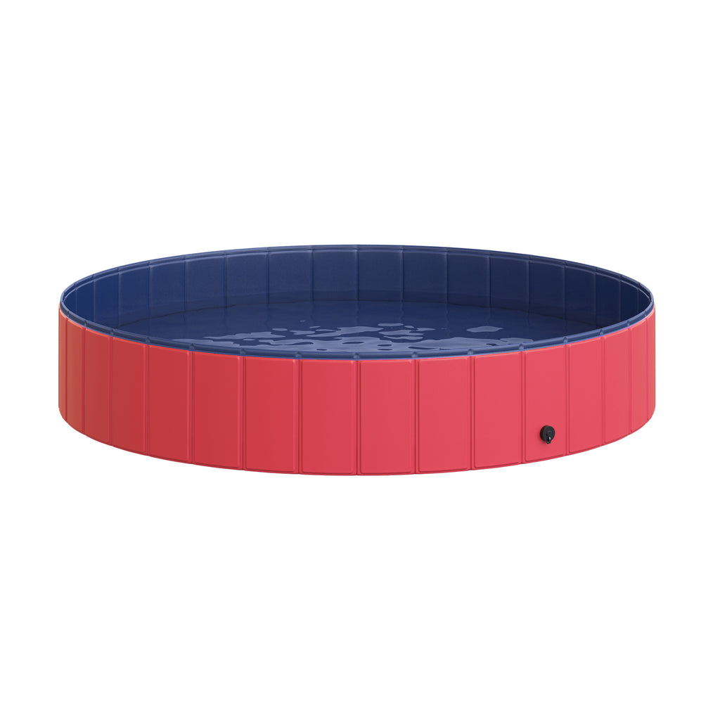 XXL Hopfällbar Hundpool – Röd/Blå – Ø160 x 30 cm