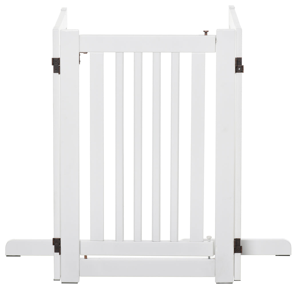 PawHut Fristående Säkerhetsgrind med Dörr – 3 Paneler – Vit – 155 cm
