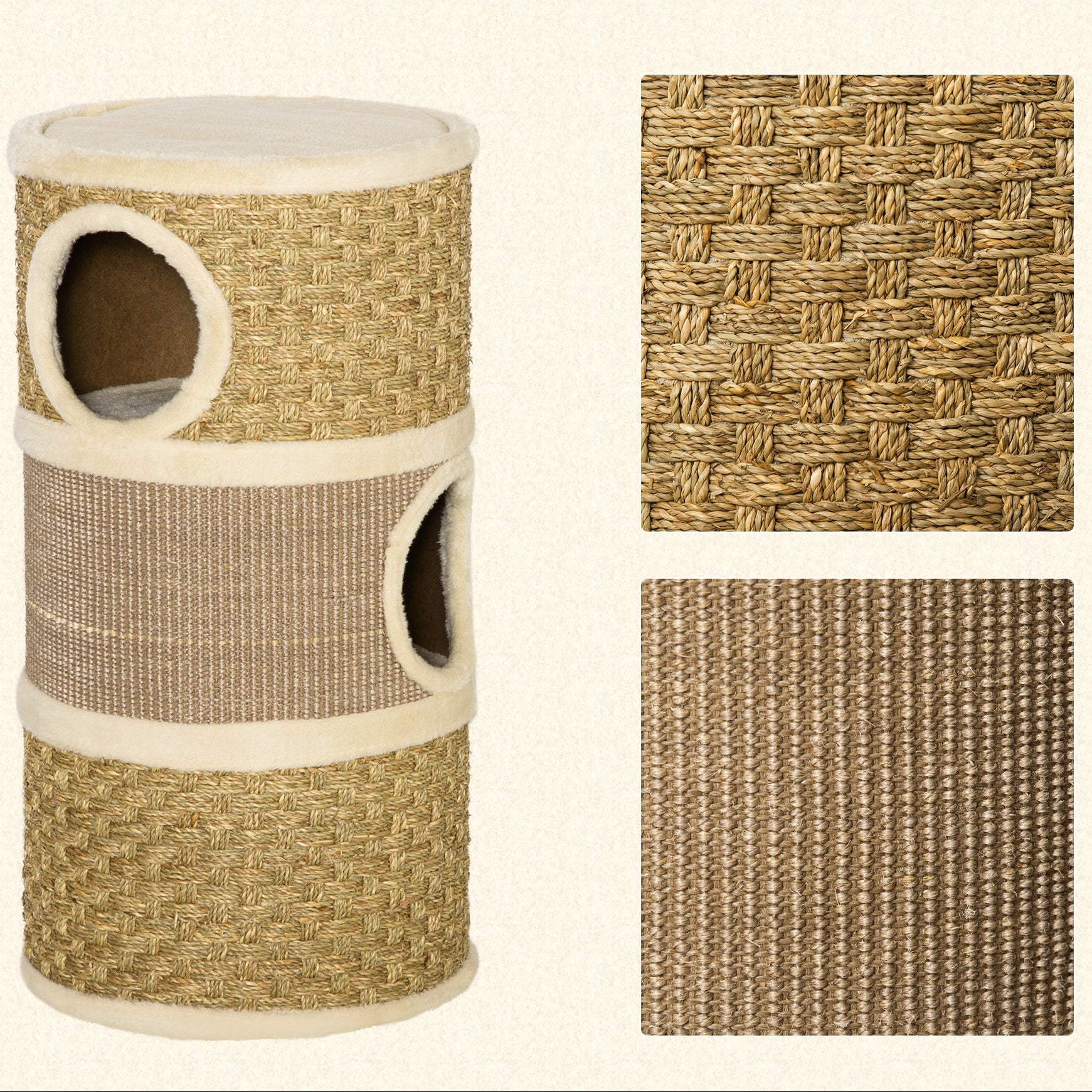 Klöstunna 70 cm med 3 nivåer och mjuka liggytor – Khaki/Brun