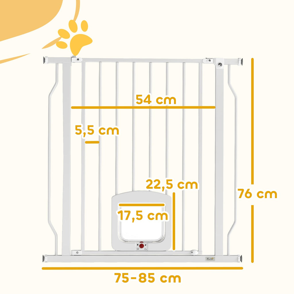 Säkerhetsgrind med Kattlucka – Tryckmonterad & Justerbar (75–85 cm)