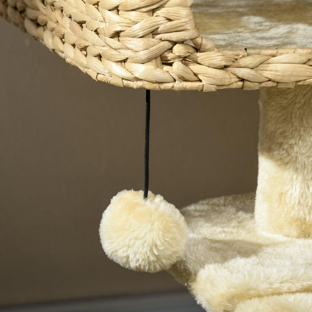 Klösträd med naturlig vattenhyacint, ramp och hängmatta – Beige, 98 cm
