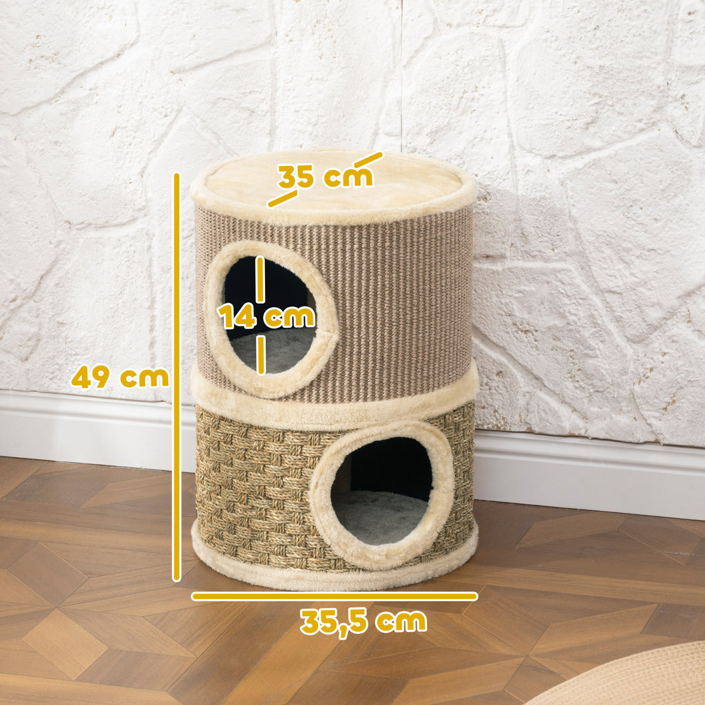 Klöstunna med 2 våningar, 49 cm hög – Ø 35,5 cm, Khaki/Kaffe
