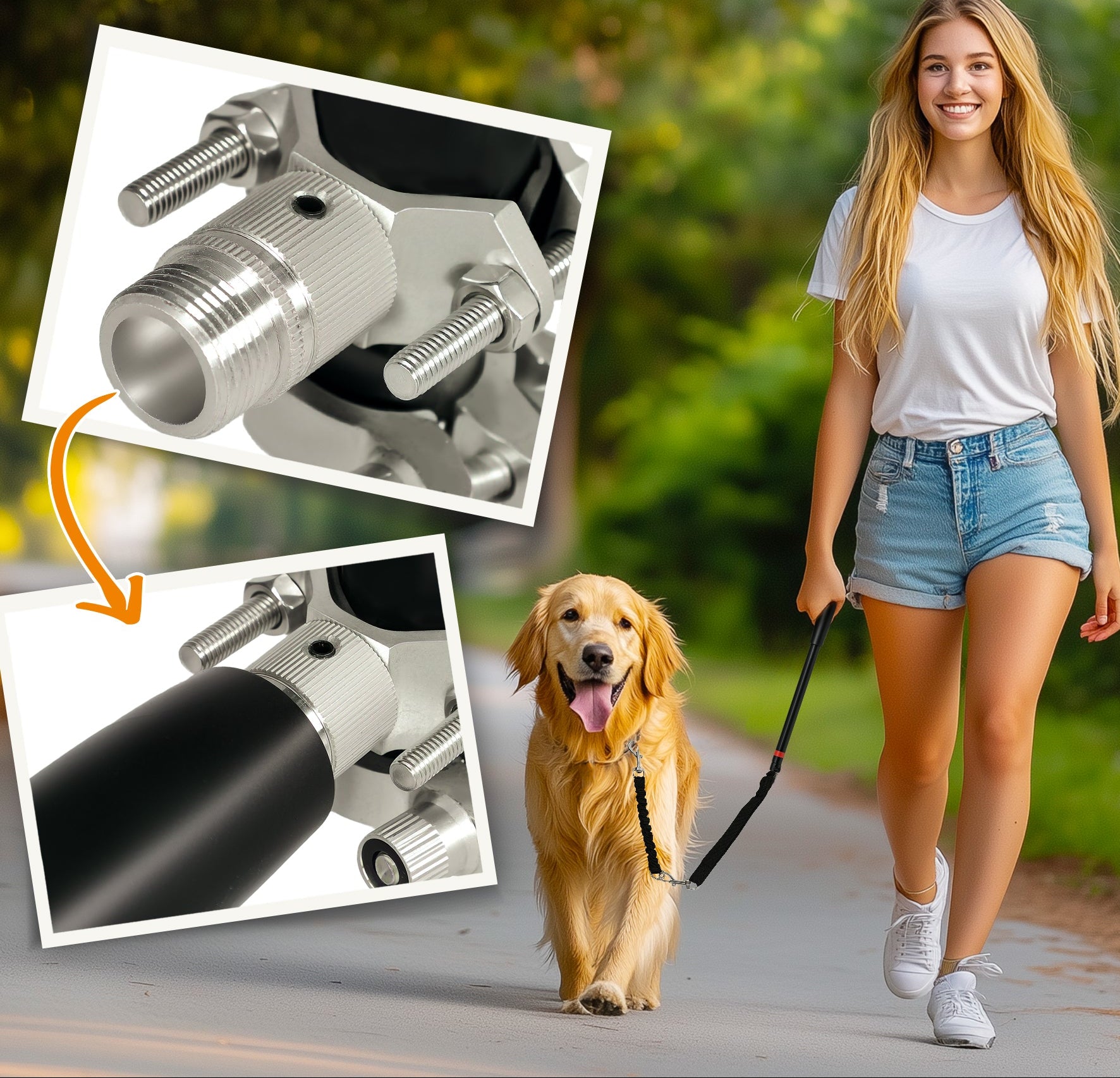 Cykelkoppel för Hund – Elastiskt & Justerbart (Svart, 124 cm)