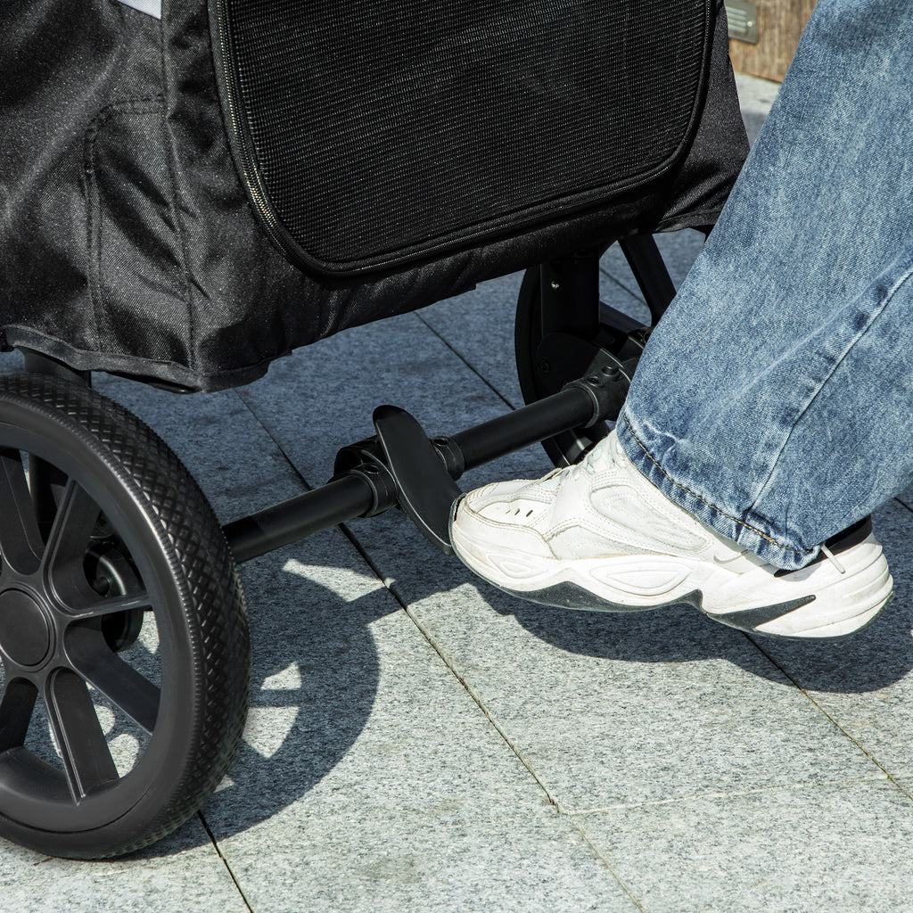 Hundvagn för Stora Hundar – Ihopfällbar med Stötdämpning (Grå, Max 30 kg)