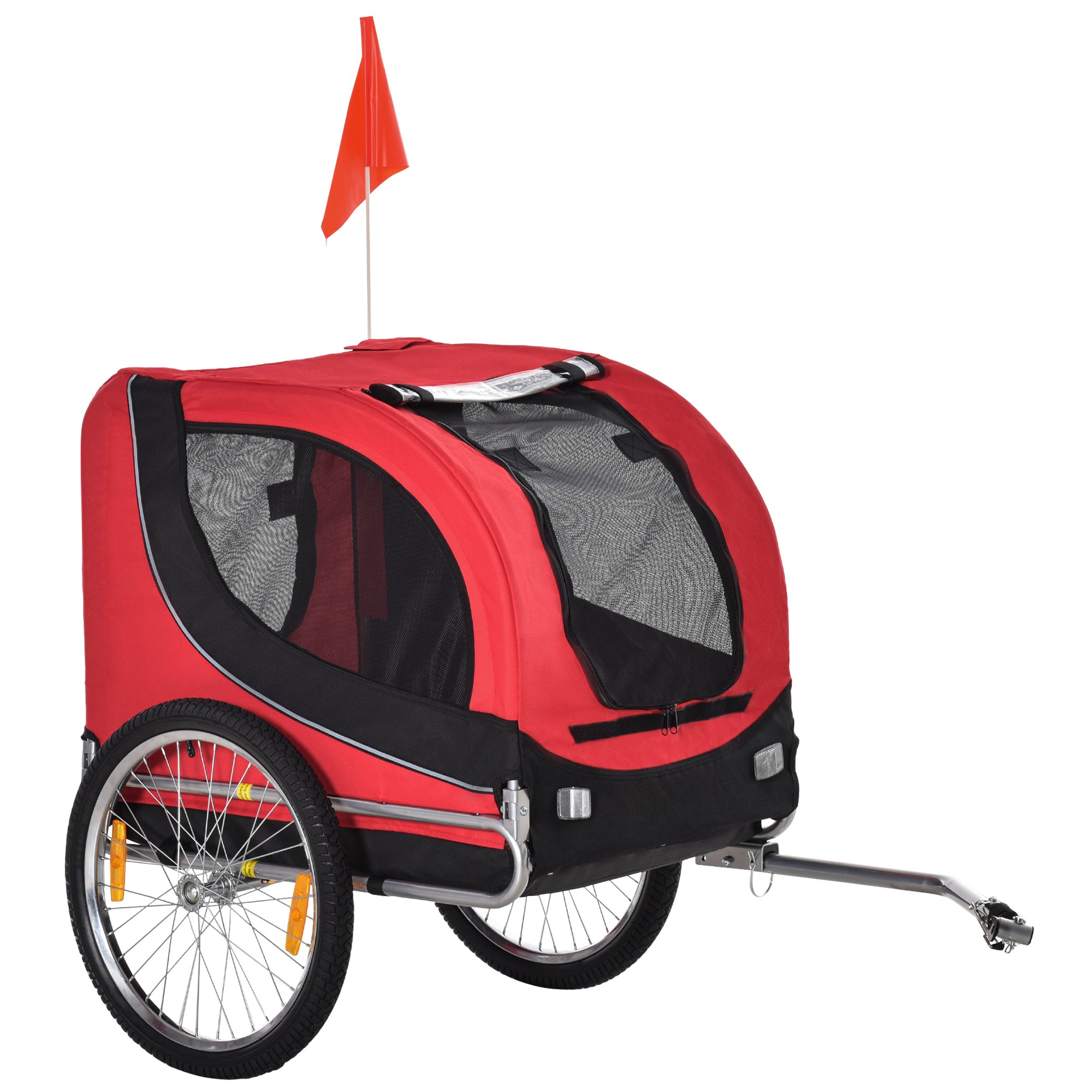 Hopfällbar Cykelvagn för Hundar – Röd/Svart – Upp till 20 kg