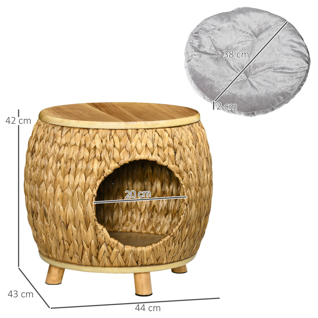 Kattgrotta i vattenhyacint med utsiktsplats – Natur/Grå, 42 cm