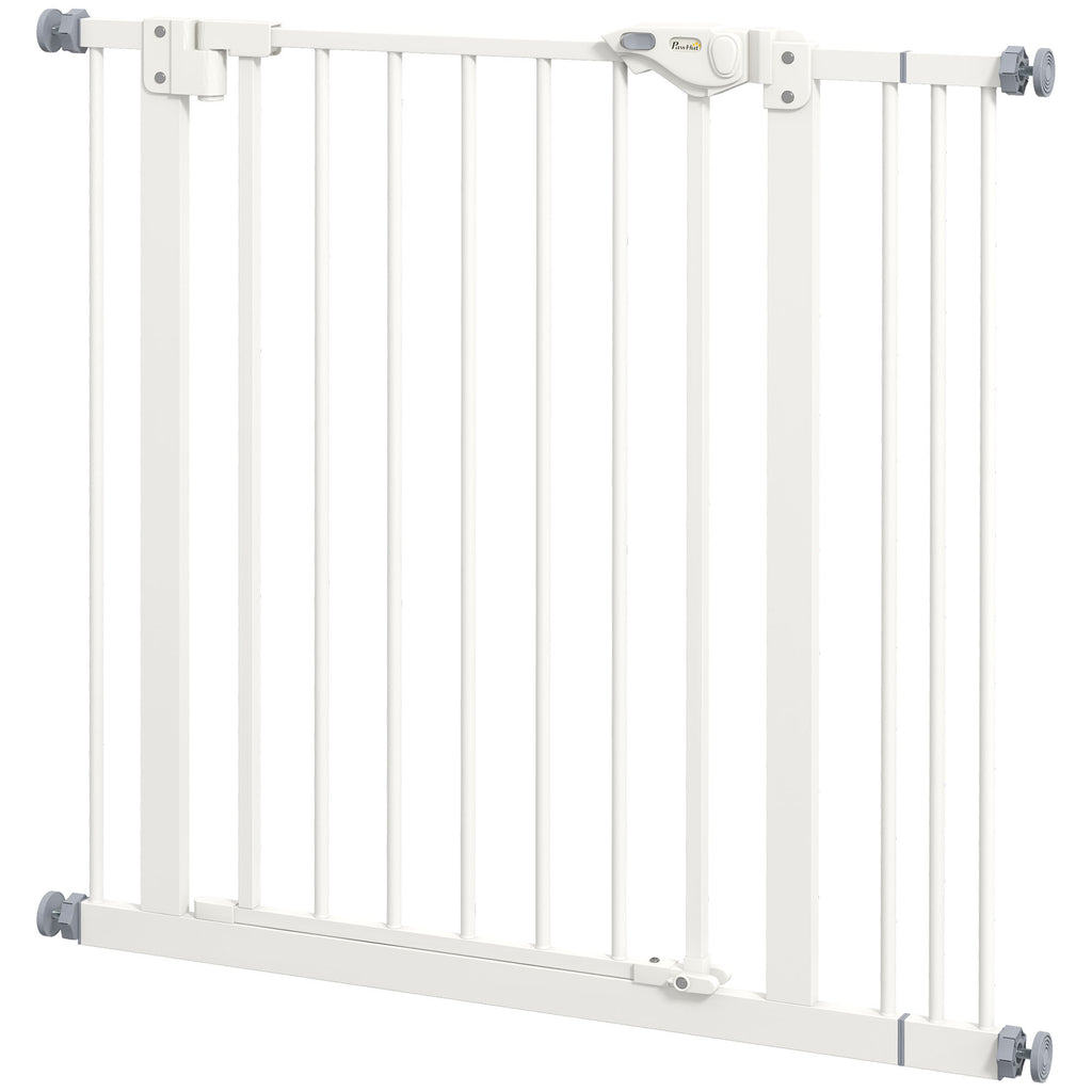 Säkerhetsgrind för Hundar och Husdjur, Justerbar 74-87 cm, Vit Metall