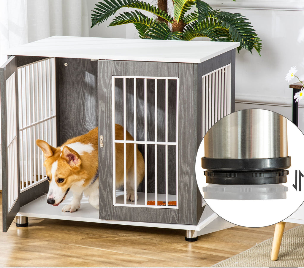 PawHut Dekorativ Hundbur & Inomhuskoja – Grå/Vit – 85 x 55 x 75 cm