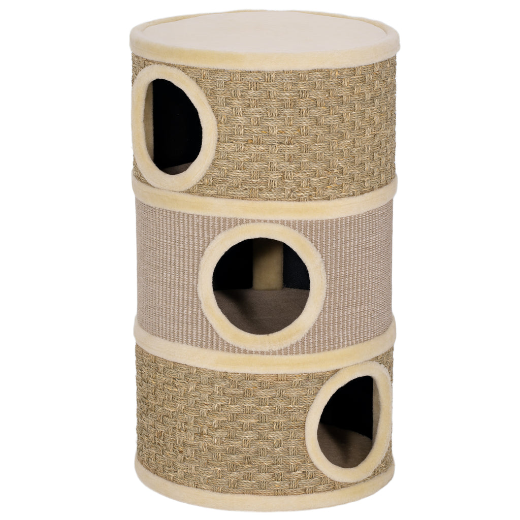 Stor klöstunna med 3 våningar, 79 cm hög – Ø 45 cm, Khaki/Brun
