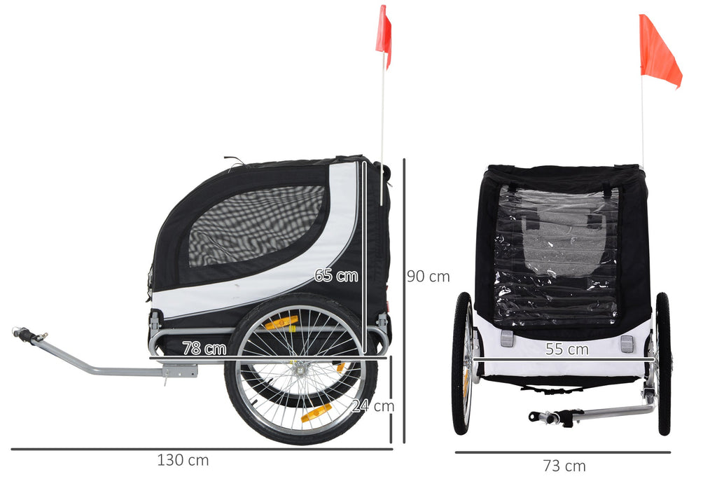PawHut Hopfällbar Cykelvagn för Hundar – Vit/Svart – Upp till 20 kg
