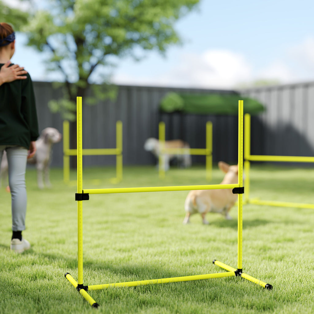 PawHut Agility-set för Hundar, Hinderbana med Hopphinder och Slalom, inkl. Bärväska, Gul