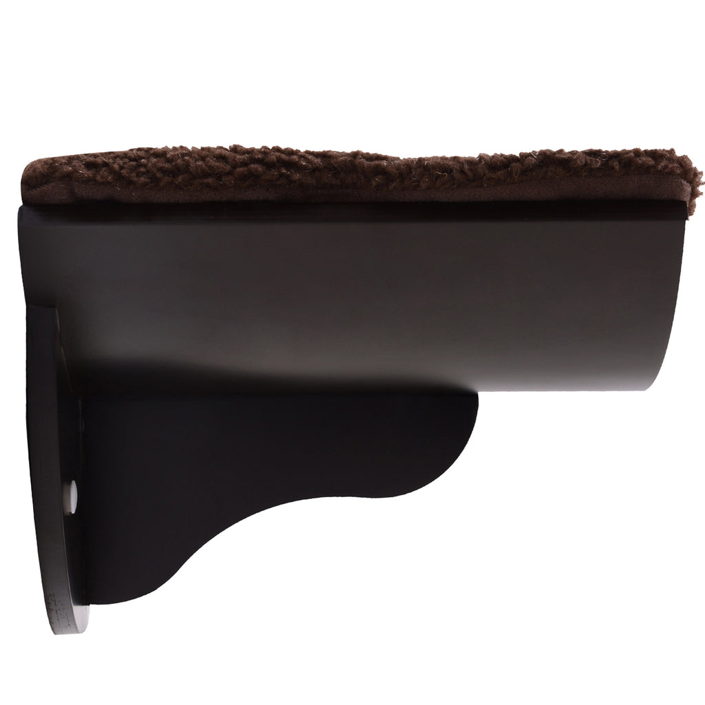 Väggmonterad kattbädd med mjuk fleece – Brun, 41 cm