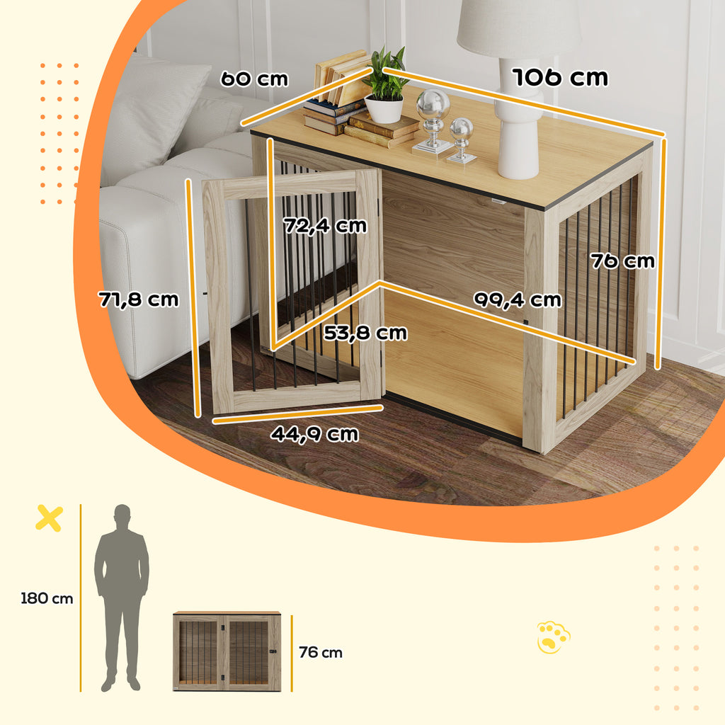 Hundbur i Möbeldesign – Stilren Inomhuskoja i Ek (106 cm)