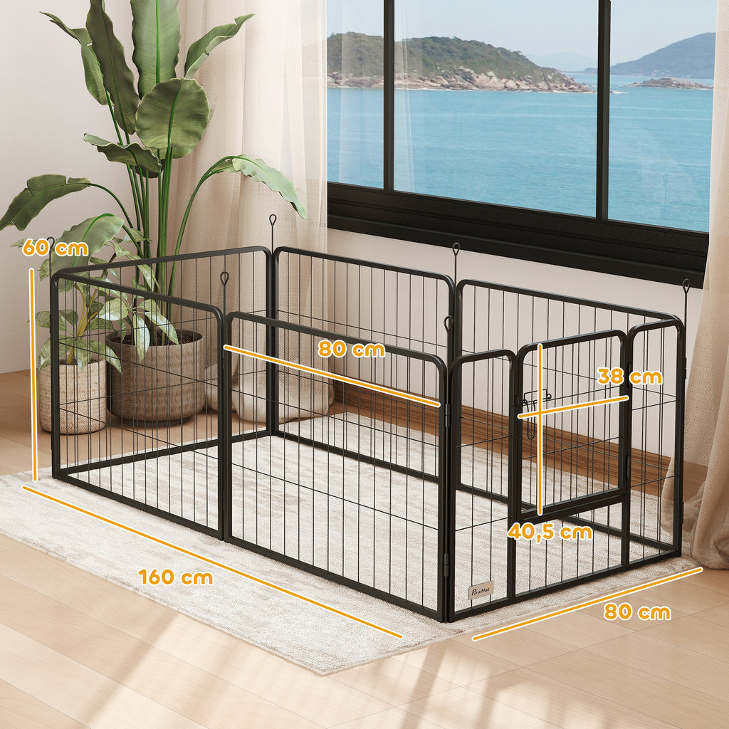 Hundhage / Valphage i Stål – 6 Paneler & Flexibel Design (Grå, 60 cm)