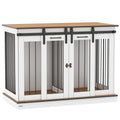 PawHut Dubbel Hundbur Möbel med Skiljevägg – Vit – 120 x 60 x 88,5 cm
