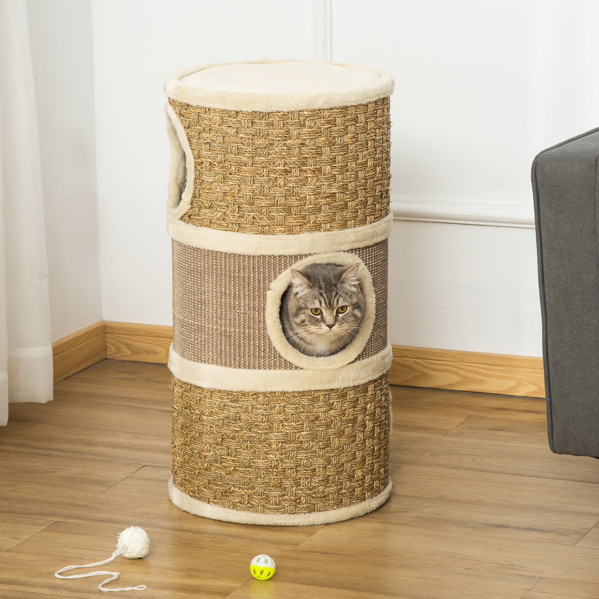 Klöstunna 70 cm med 3 nivåer och mjuka liggytor – Khaki/Brun
