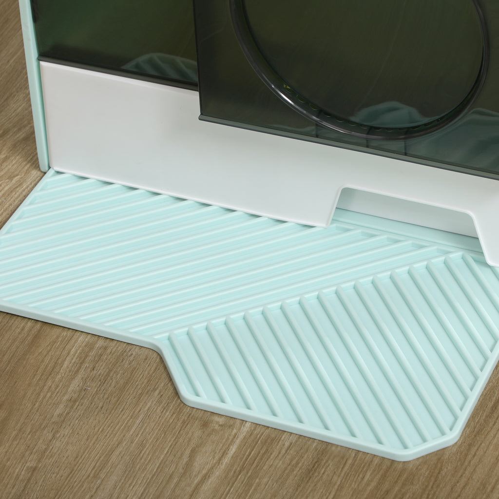 Kattlåda i stugdesign med doftfilter och strömatta – Grön/Vit