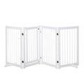 PawHut Extra Bred & Hög Säkerhetsgrind i Trä – 4 Paneler med Dörr – Vit – 220 x 91 cm