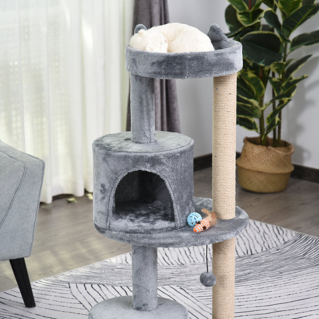 Lyxigt klösträd 104 cm med kattgrotta och lekfull design – Grå