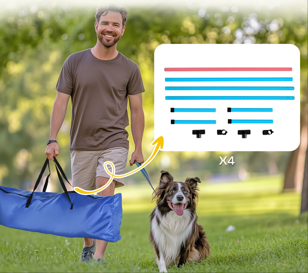 Agility-set för Hundar – 4 Justerbara Hinder med Förvaringsväska
