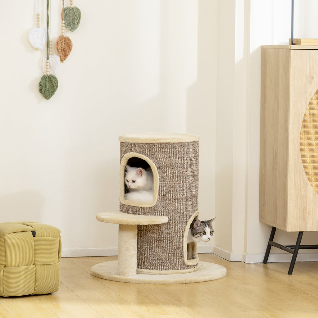 Klöstunna med 2 våningar och utsiktsplats, 61 cm hög – Beige/Brun