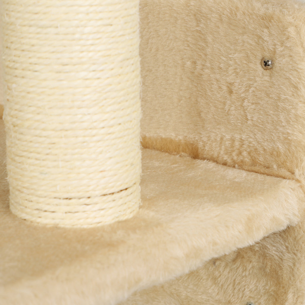 Väggmonterat klätterset för katt, 3 delar – Beige