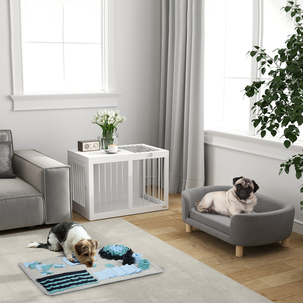 PawHut Modern Hundbur med Toppöppning – 80 x 50 x 56,5 cm – Vit