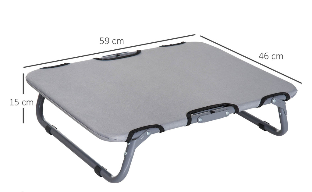 Hopfällbar Upphöjd Hundbädd för Små Hundar – Grå – 59 x 46 cm