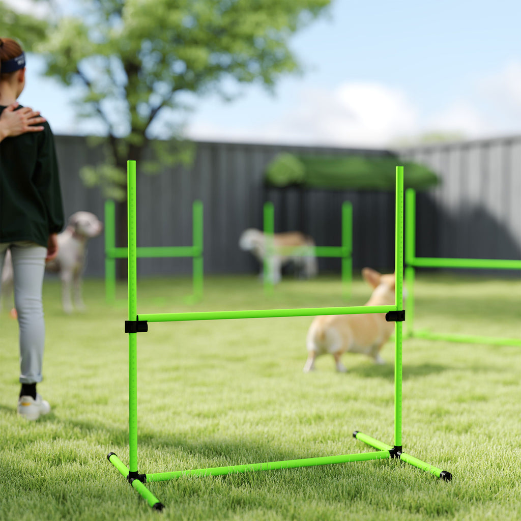 Agility-set för Hundar – 4 Justerbara Hinder med Förvaringsväska (Grön)