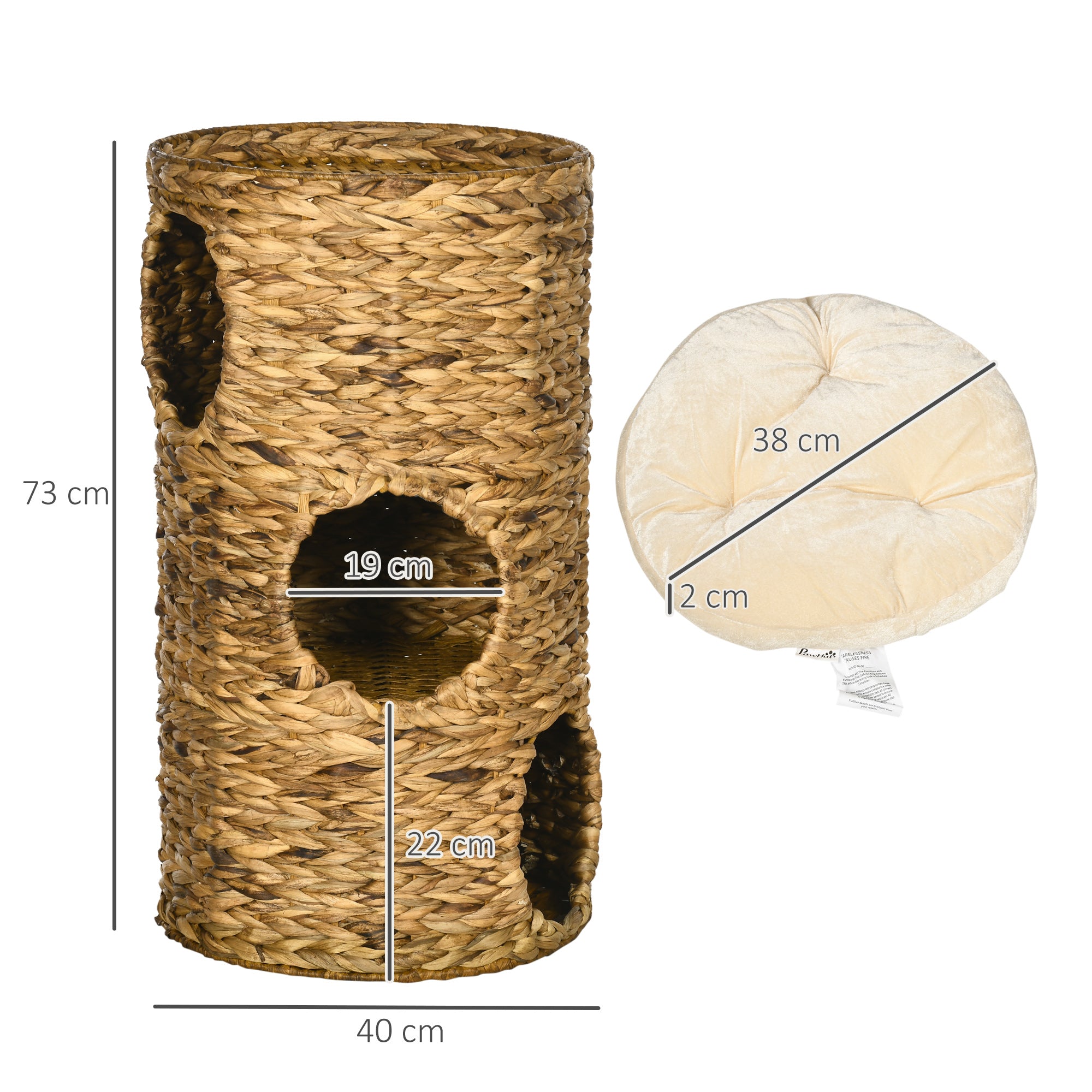 Boho-inspirerad kattunna i vattenhyacint – 3 våningar, 73 cm
