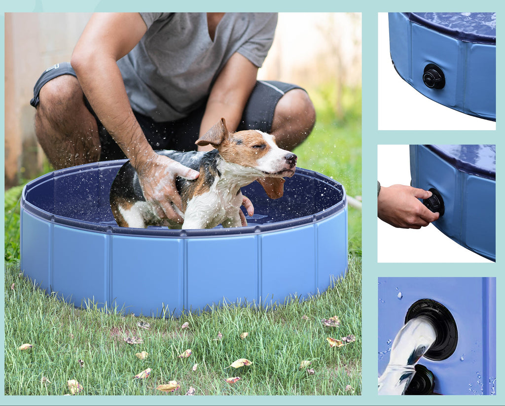 PawHut Hopfällbar Hundpool för Små Hundar – Blå – 80 x 20 cm