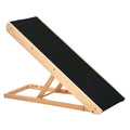 PawHut Justerbar Hundramp i Furu med Halkfri Matta – Natur/Svart – 90 cm