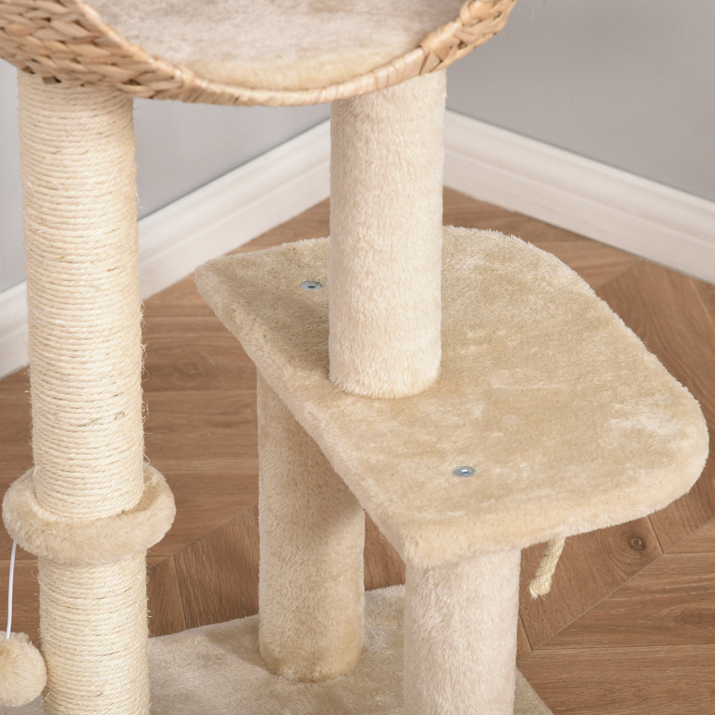Klösträd 100 cm med grotta och plattform – Beige