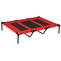 PawHut XXL Upphöjd Hundbädd med Transportväska – Röd/Svart – 122 x 92 cm