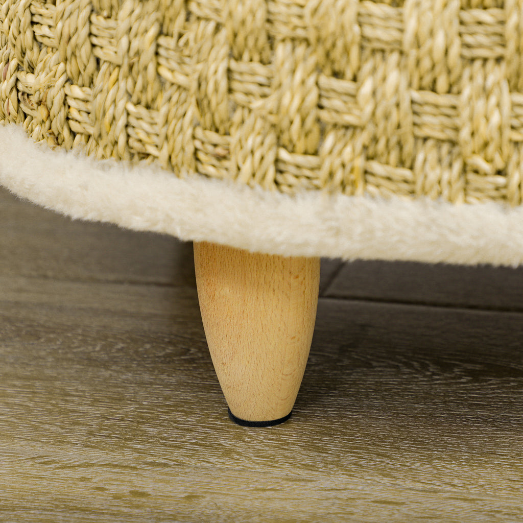 Djurbädd i flätat sjögräs med tvättbar kudde – Beige/Khaki