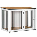 PawHut Dekorativ Hundbur Möbel – Mörk Valnöt/Vit – 106 x 60 x 76 cm