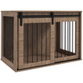 Modern Hundbur i Möbelstil – Rustik Design, Valnöt/Svart, 98x58x61 cm