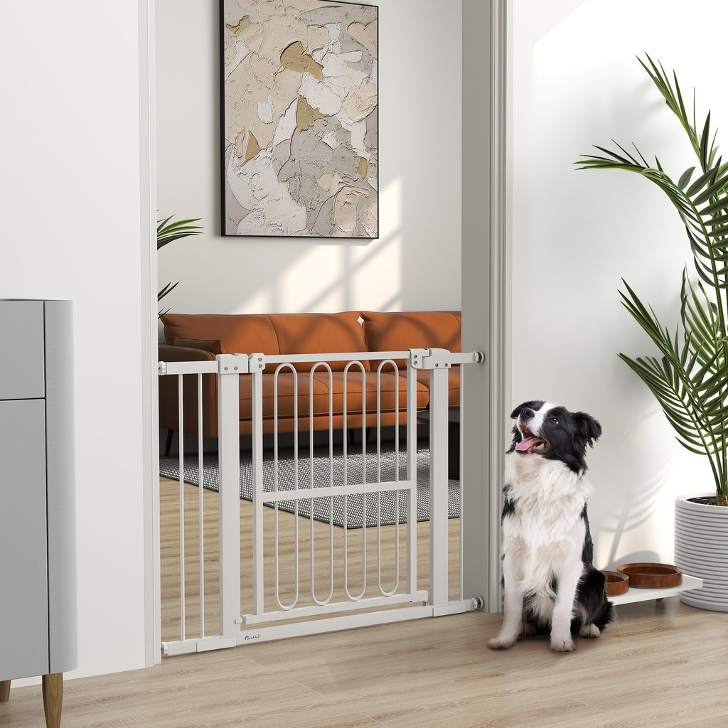 Hundgrind för Dörr & Trappa – Justerbar 76-104 cm (Vit, Utan Borrning)