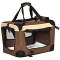 PawHut Fällbar Transportväska för Hund och Katt – Brun/Beige – 51 x 34 x 35 cm