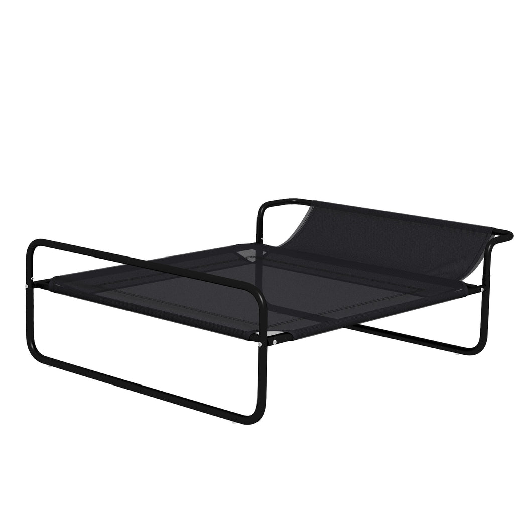 Upphöjd Hundsäng med Justerbart Ryggstöd, Ventilerande Mesh, Svart, 91x69 cm