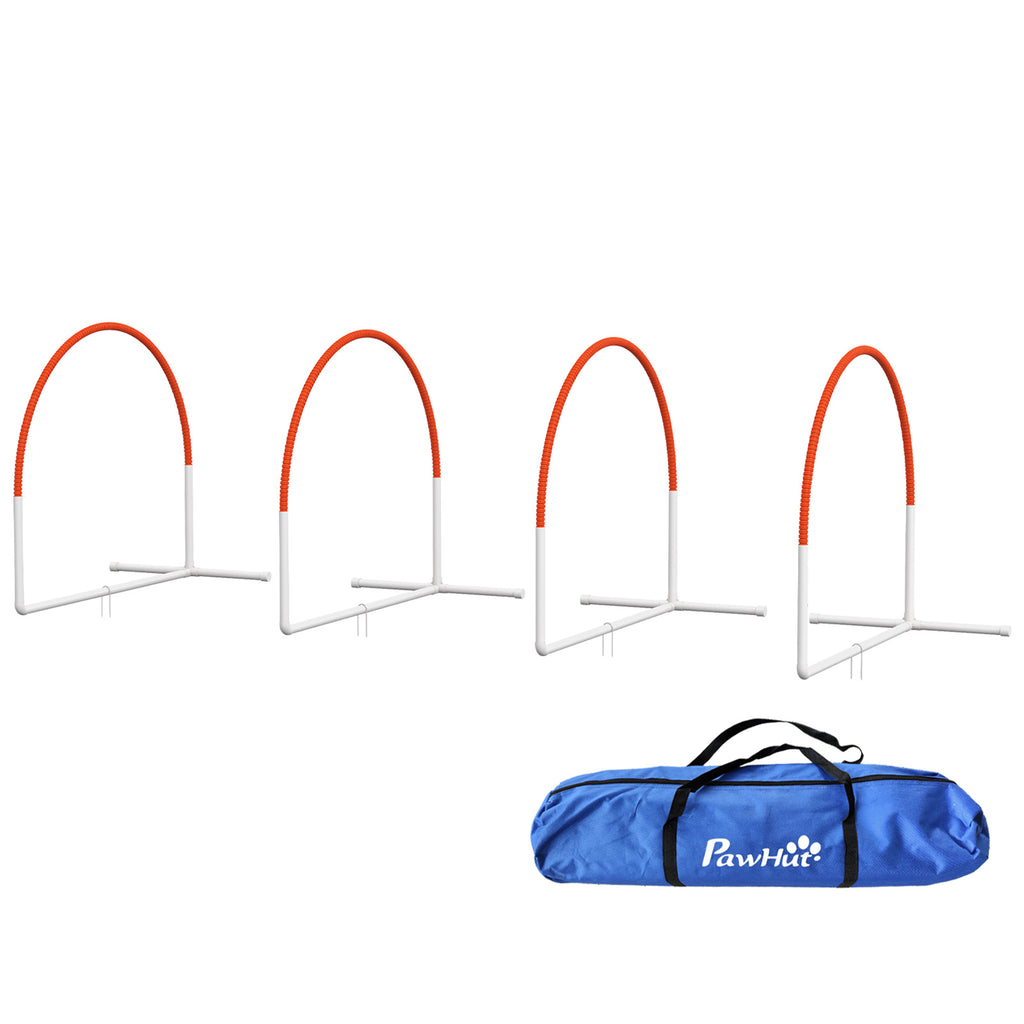 4-delat Agility-set för Hundar – Träningsredskap med Bärväska, Vit/Orange
