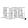 PawHut Justerbart Hundstaket i Massiv Furu med Stödfötter – Vit – 185 x 36 x 71 cm