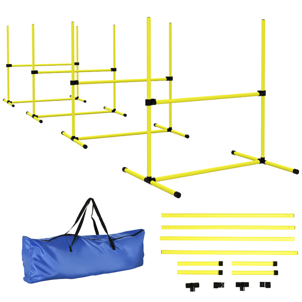 PawHut Agility-set för Hundar, Hinderbana med Hopphinder och Slalom, inkl. Bärväska, Gul